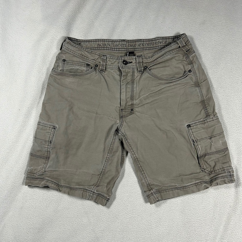 Prana Zion Cargo Shorts Mens 32 Gray M3MURR116 Stretch Hiking Outdoor Utility